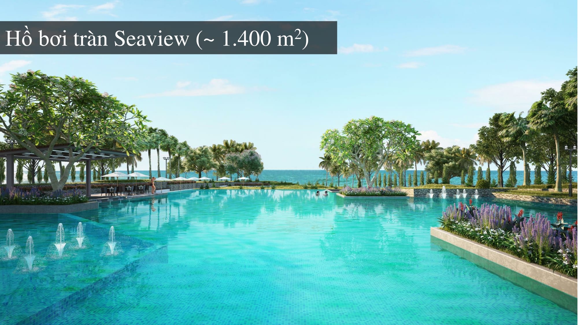Hồ bơi Seaview rộng 1.400m2 tại Sentosa Villas